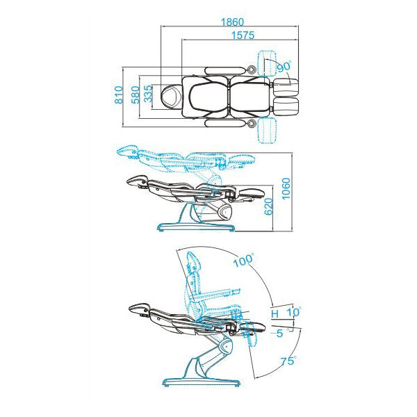 Behandelstoel Elektrisch Azzurro 870S Pedi 3 Cappuccino 4
