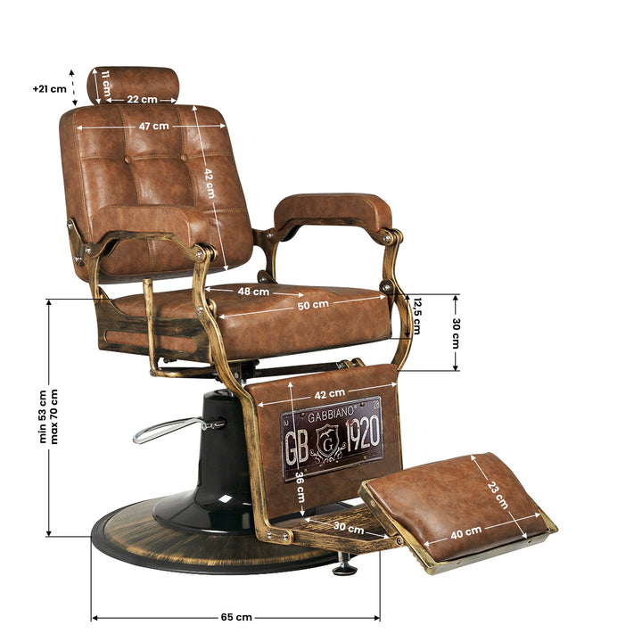 Barberstoel Gabbiano Boss Vintage Leer Lichtbruin