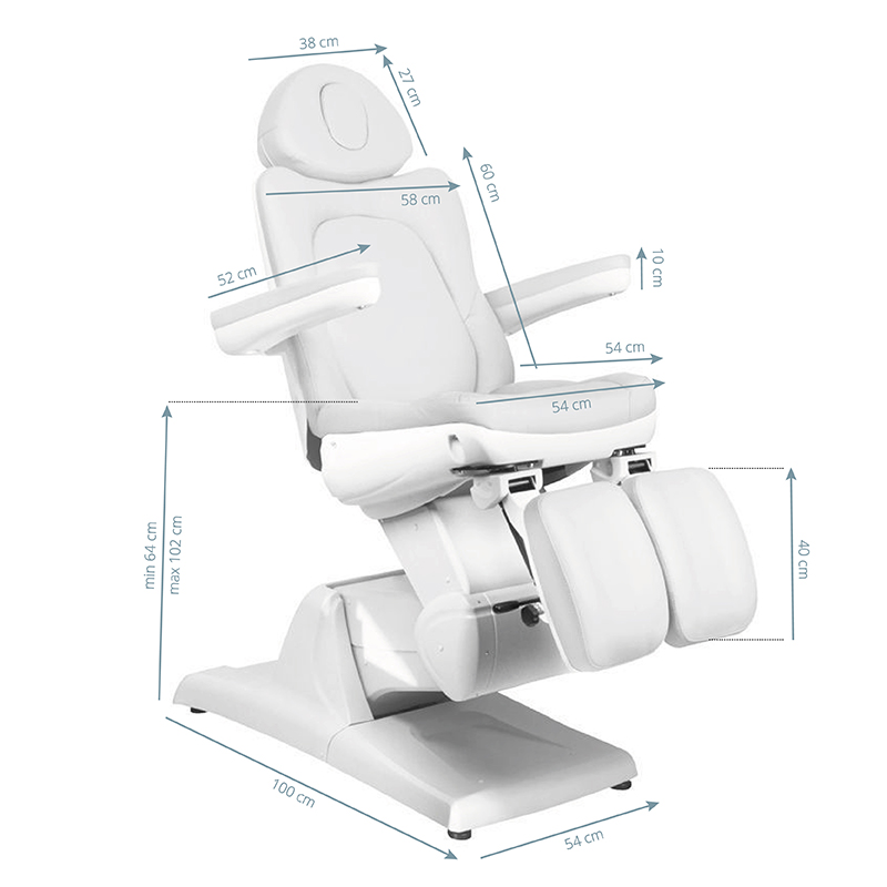 Behandelstoel Elektrisch Azzurro 870S Pedi 3 Motoren Wit - afbeelding 9