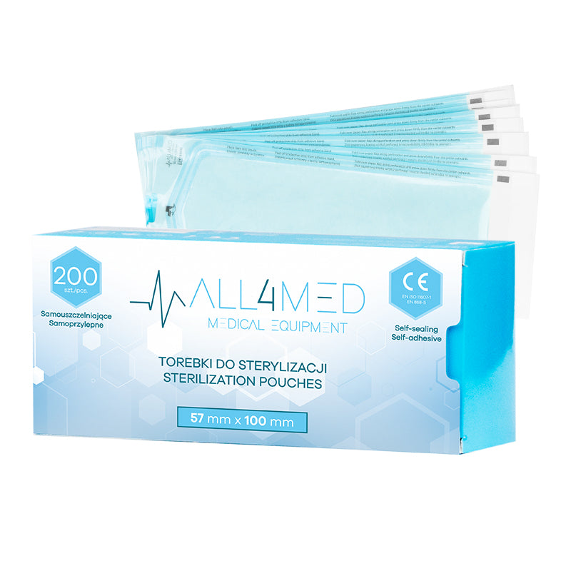 All4Med Sterilisatiezakjes voor Autoclaaf 57 × 105 mm – 200 Stuks 1