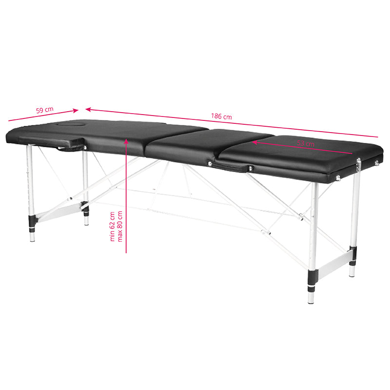 Massagetafel Inklapbaar Komfort Activ Fizjo 3 Zones Aluminium Zwart 8