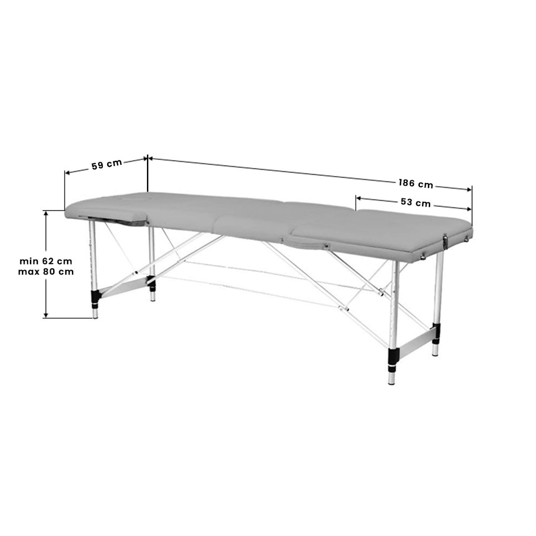 Massagetafel Inklapbaar Aluminium Balance 3 Zones Grijs - afbeelding 8