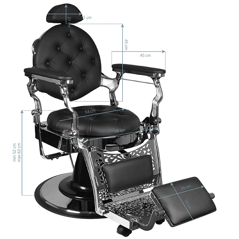 Barberstoel Gabbiano Giulio Silver Zwart 6