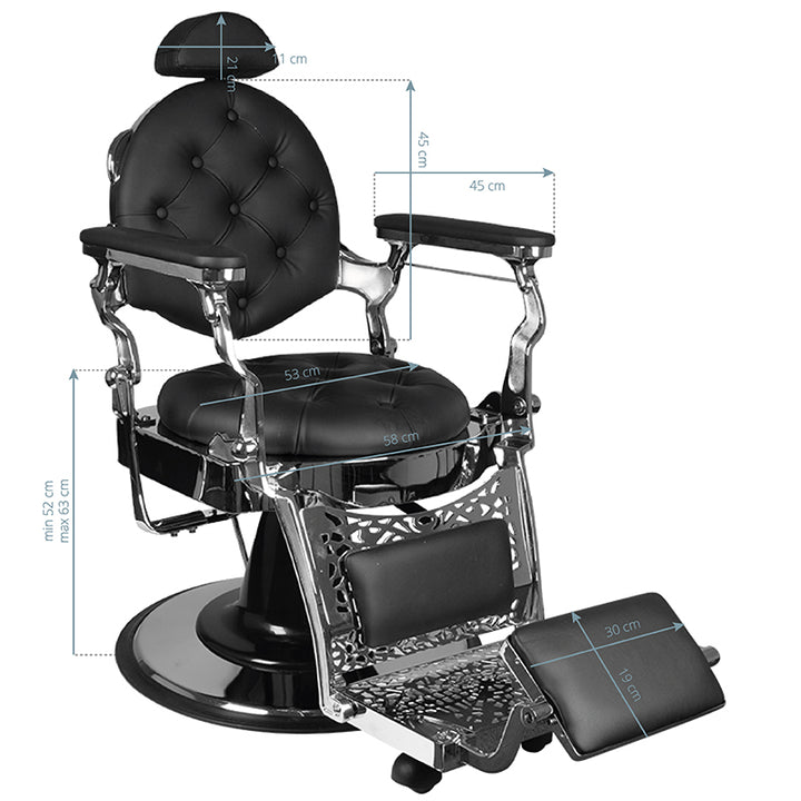 Barberstoel Gabbiano Giulio Silver Zwart 6