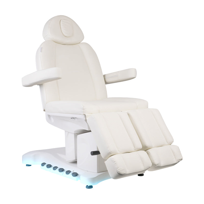 Behandelstoel Elektrisch Azzurro 708B 3 Motoren Pedi Pro met Voetpedaal en Verwarming Wit - afbeelding 2