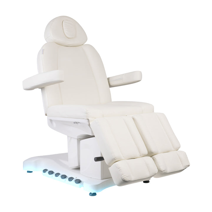 Behandelstoel Elektrisch Azzurro 708B 3 Motoren Pedi Pro met Voetpedaal en Verwarming Wit - afbeelding 2