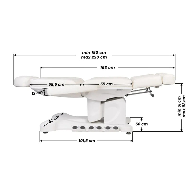 Behandelstoel Elektrisch Azzurro 708B 3 Pedi Pro Wit met voetpedaal en verwarming