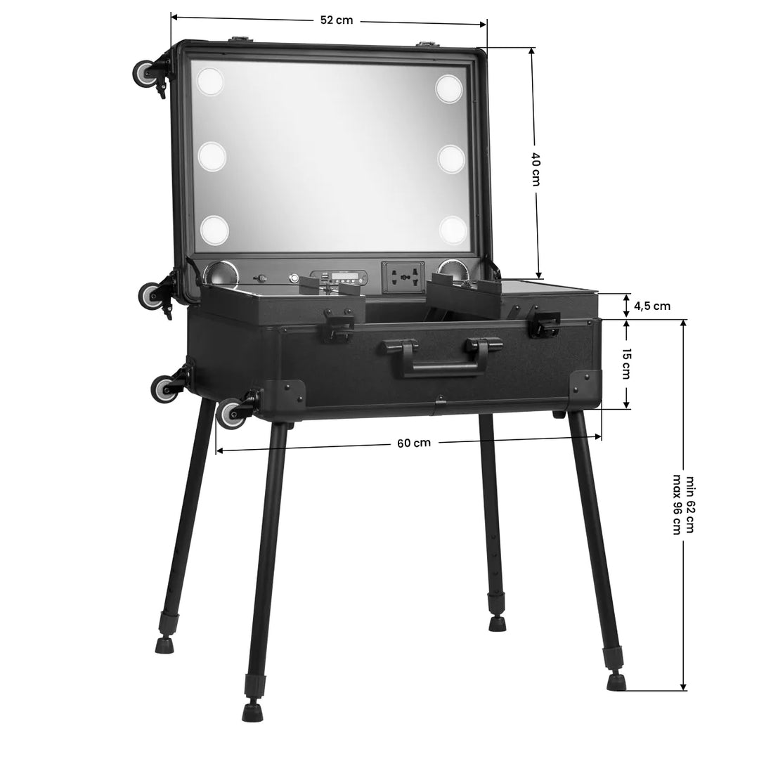 Make-up Koffer Mobiel Station met Verlichte Spiegel en Speakers Zwart - afbeelding 8