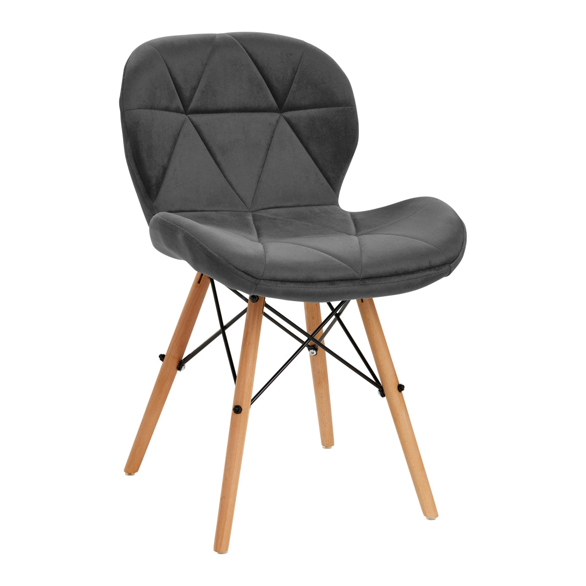 Salonstoel Fluweel Hout 4Rico QS-186 Grijs