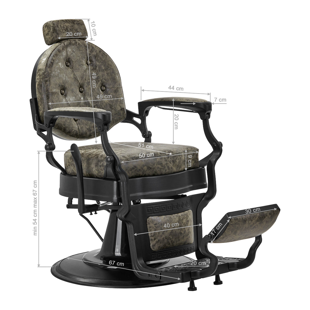 Barberstoel Gabbiano President Vintage Leer Groen - afbeelding 19