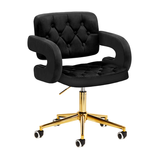 Salonstoel Fluweel Verstelbaar 4Rico QS-OF213G Goud-Zwart