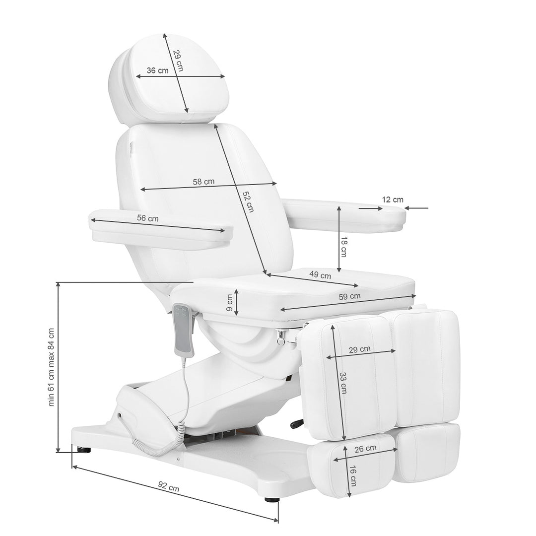 Behandelstoel Elektrisch Sillon Classic Pedi 2 Motoren Wit - afbeelding 20