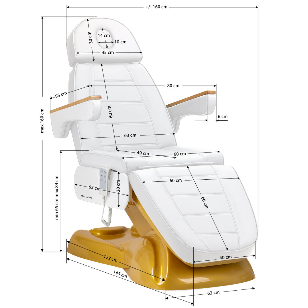 Behandelstoel Elektrisch Lux 273B 3 Goud Wit