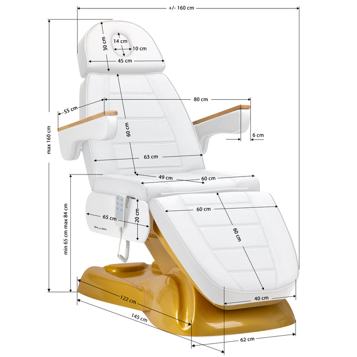 Behandelstoel Elektrisch Lux 273B 3 Goud Wit