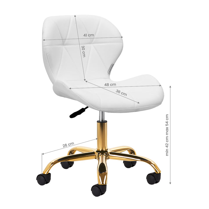 Salonstoel met Wielen Verstelbaar 4Rico QS-06 Goud-Wit - afbeelding 7