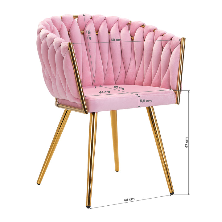 Salonstoel Fluweel Metaal 4Rico QS-GW06G Roze