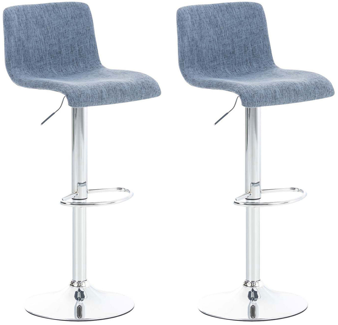 Set van 2 Barkrukken met Rugleuning Stof Verstelbaar Draaibaar 105 Blauw