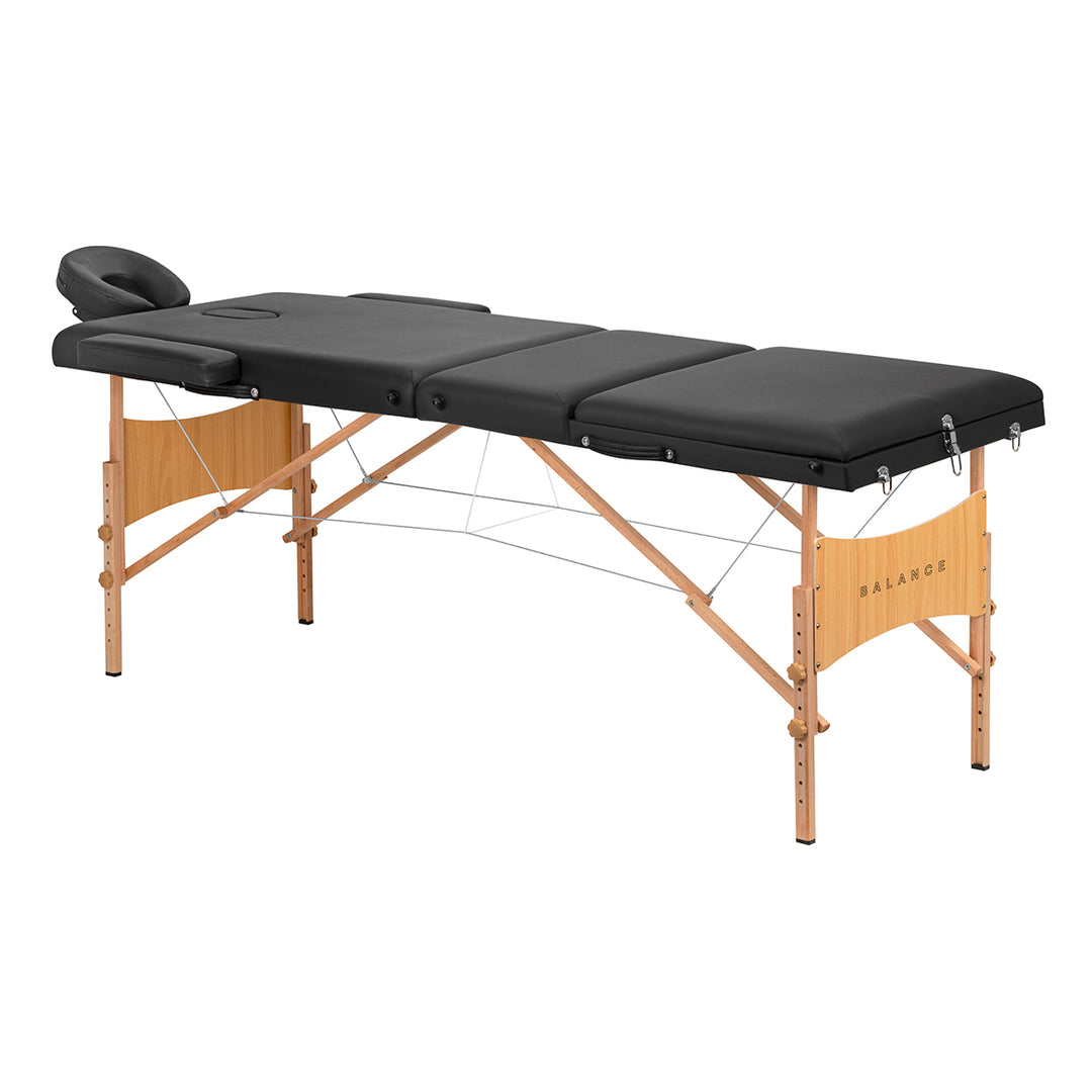Massagetafel Inklapbaar Beukenhout Balance 3 Zones Zwart