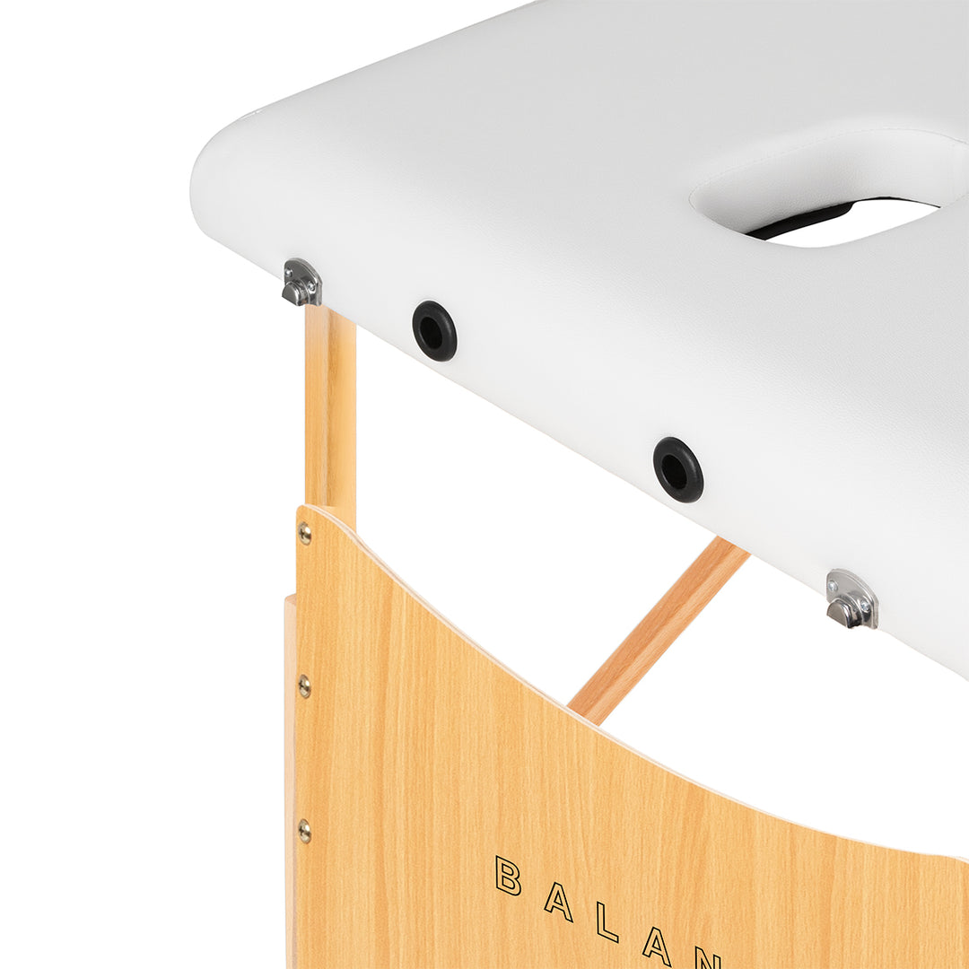 Massagetafel Inklapbaar Beukenhout Balance Lux 2 Zones Wit