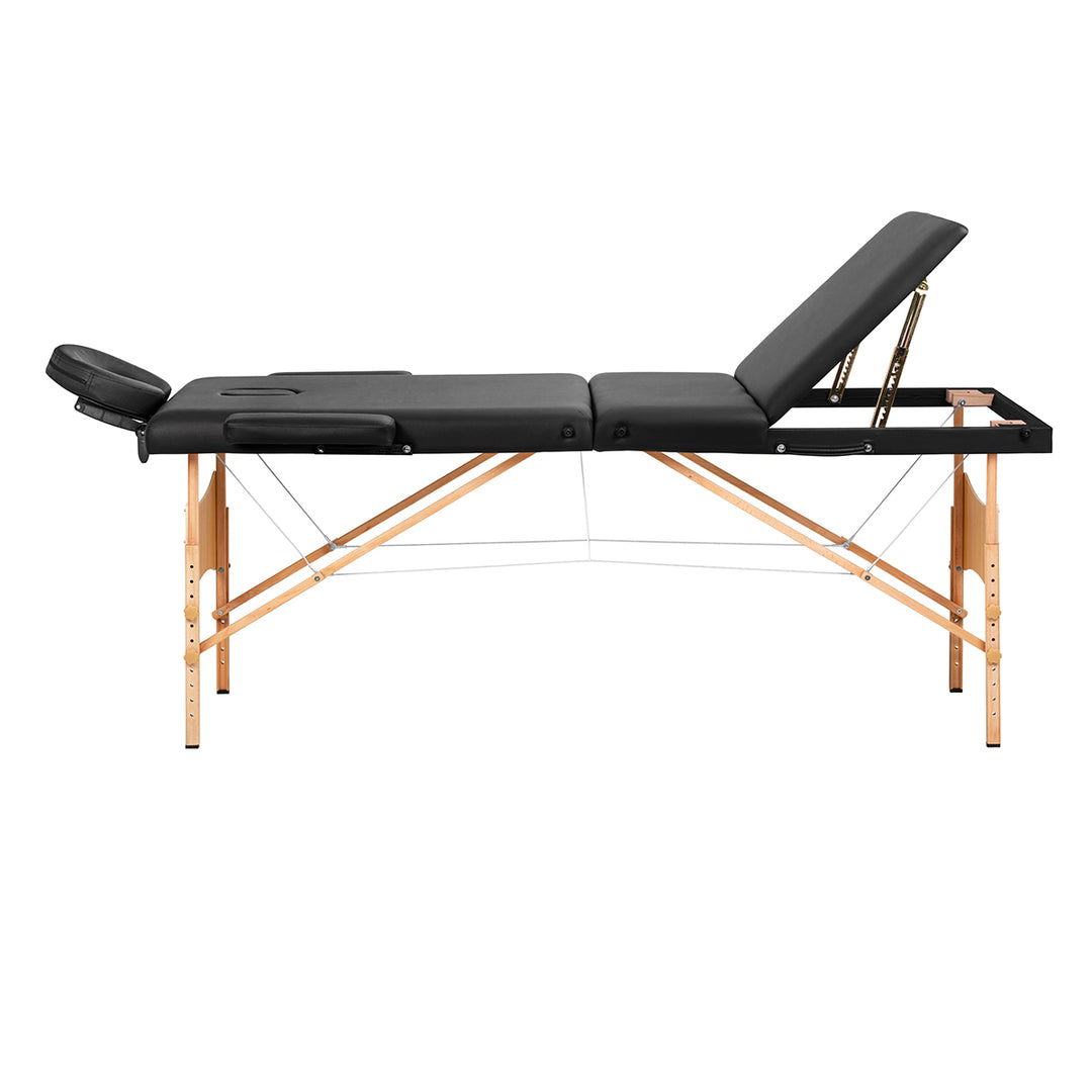 Massagetafel Inklapbaar Hout Balance Lux 3 Zones Zwart