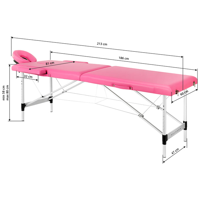 Massagetafel Inklapbaar Aluminium Balance 2 Zones Roze