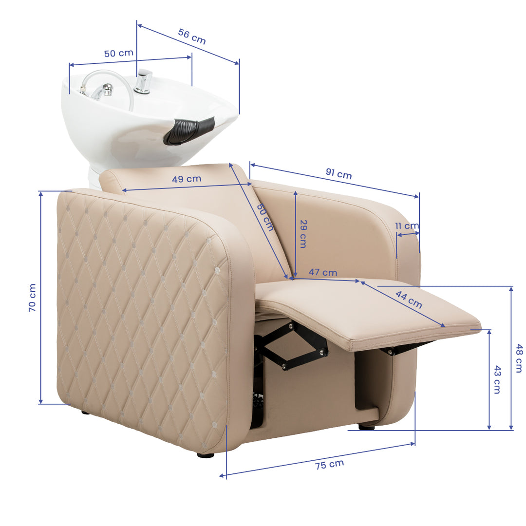 Wasunit Gabbiano Sylvia Plus met Elektrische Beensteun en Massage Beige - afbeelding 17