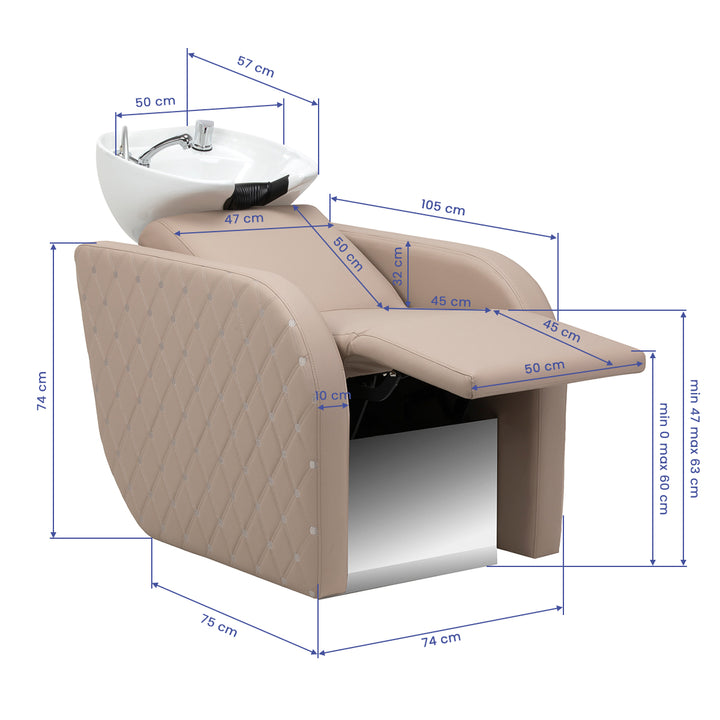 Wasunit Gabbiano Ines met Elektrische Beensteun en Massage Beige - afbeelding 20
