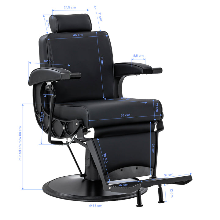 Barberstoel Gabbiano Continental met Massage Zwart - afbeelding 19