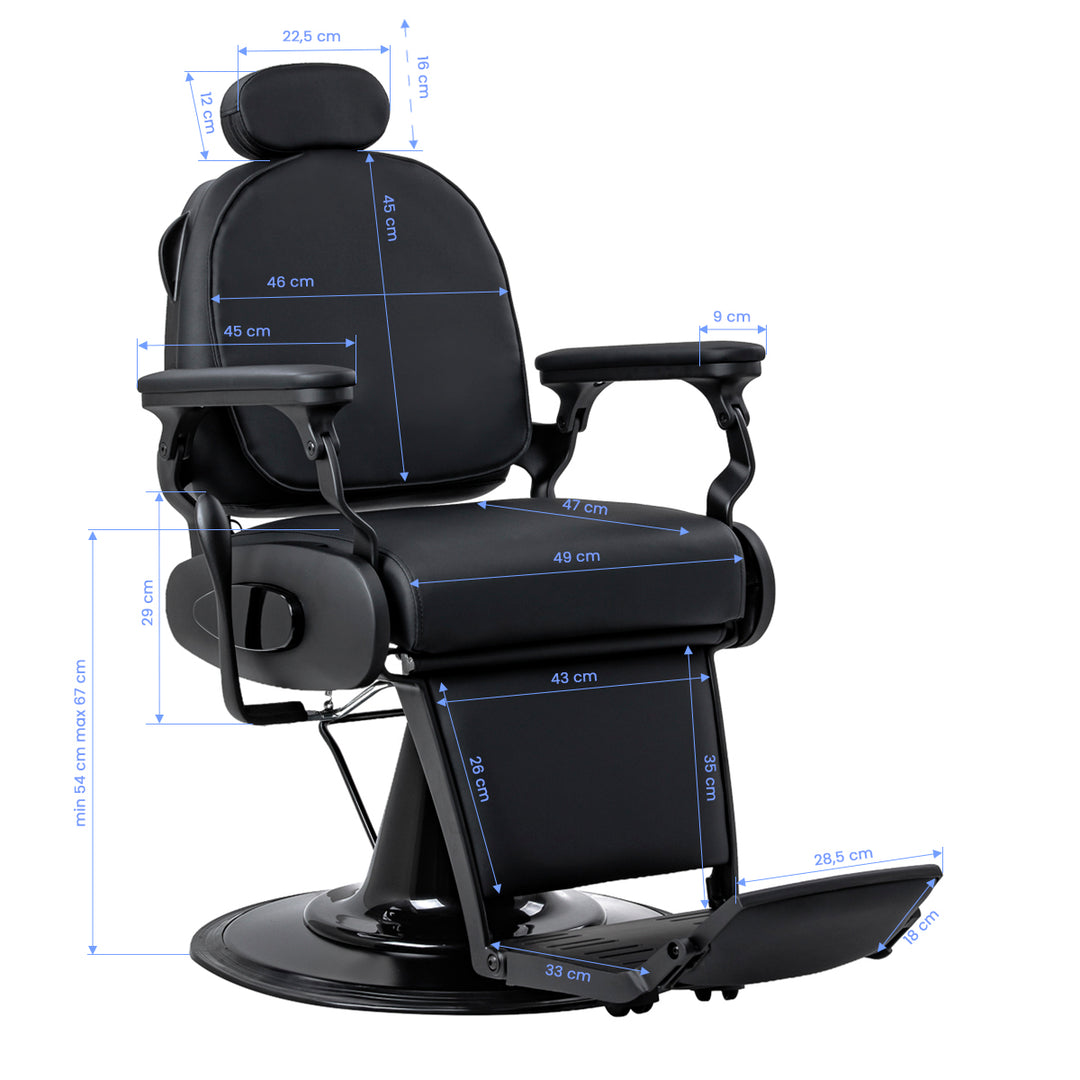 Barberstoel Gabbiano Francesco met Massage Zwart-Zwart - afbeelding 19