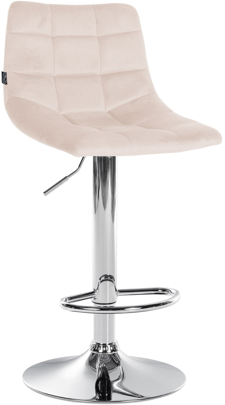 Barkruk met Rugleuning Fluweel Verstelbaar Draaibaar 107 Beige