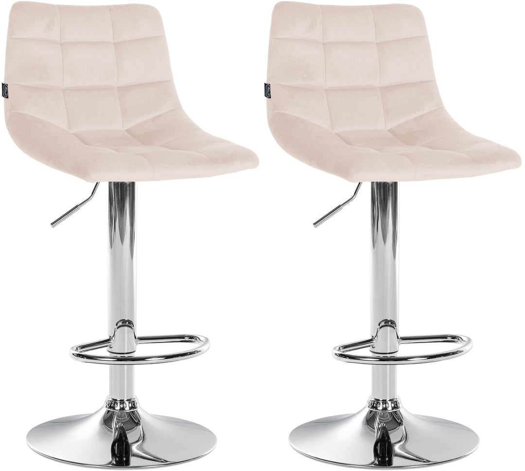 Set van 2 Barkrukken met Rugleuning Fluweel Verstelbaar Draaibaar 107 Beige