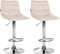 Set of 2 Bar Stools with Backrests, Adjustable and Swivelling - Beige