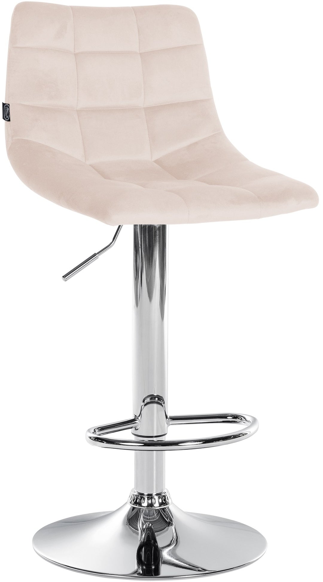 Set van 2 Barkrukken met Rugleuning Fluweel Verstelbaar Draaibaar 107 Beige - afbeelding 3