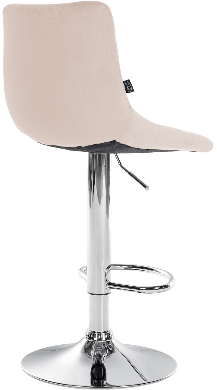 Set van 2 Barkrukken met Rugleuning Fluweel Verstelbaar Draaibaar 107 Beige - afbeelding 6