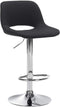Bar Stool with Backrest, Adjustable, Swivelling - Black