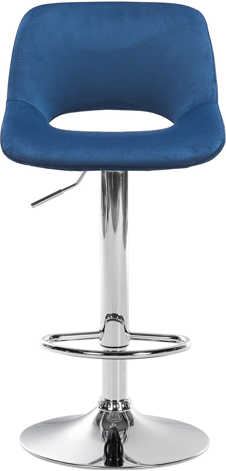 Barkruk met Rugleuning Fluweel Verstelbaar Draaibaar 106 Blauw - afbeelding 5
