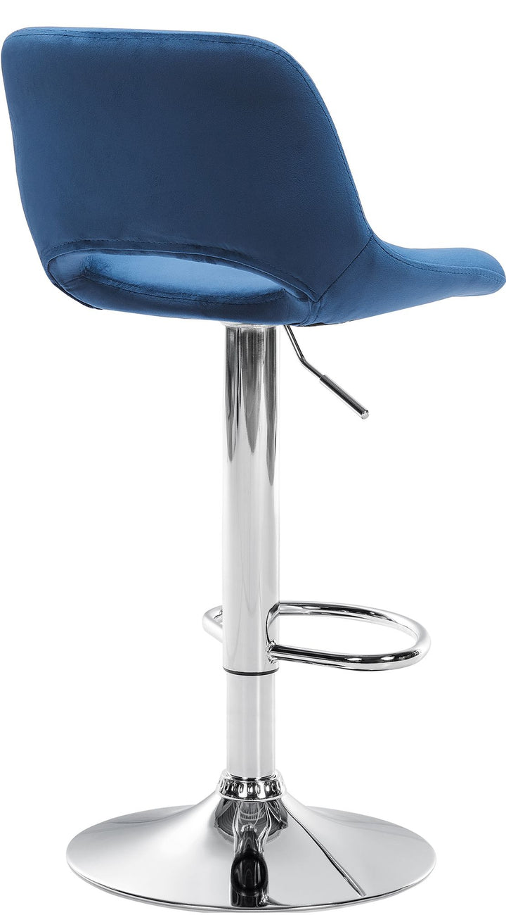 Set van 2 Barkrukken met Rugleuning Fluweel Verstelbaar Draaibaar 106 Blauw - afbeelding 3